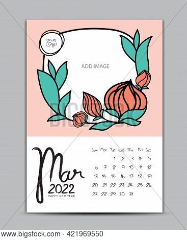 Calendar 2022 Design Nature Concept, Wall Calendar 2022 Year, Lettering Calendar, Desk Calendar Temp