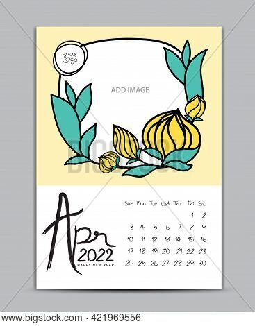 Calendar 2022 Design Nature Concept, Wall Calendar 2022 Year, Lettering Calendar, Desk Calendar Temp