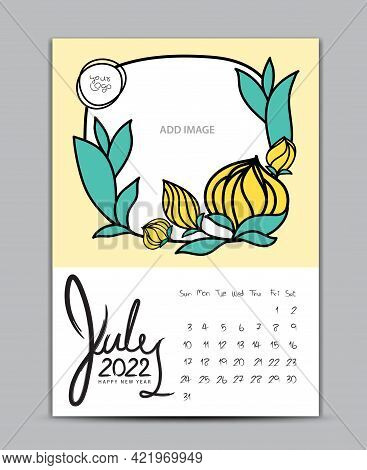 Calendar 2022 Design Nature Concept, Wall Calendar 2022 Year, Lettering Calendar, Desk Calendar Temp