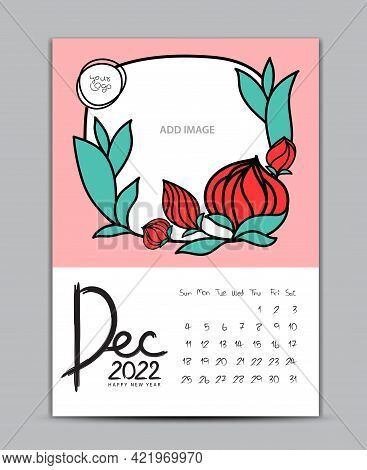 Calendar 2022 Design Nature Concept, Wall Calendar 2022 Year, Lettering Calendar, Desk Calendar Temp