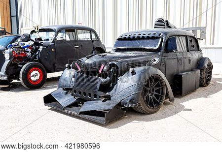 Samara, Russia - May 15, 2021: Black Retro Hot Rod Vehicle