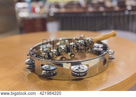Image Of A Tambourine Or Tambourine Popular Traditional Music Instrument.