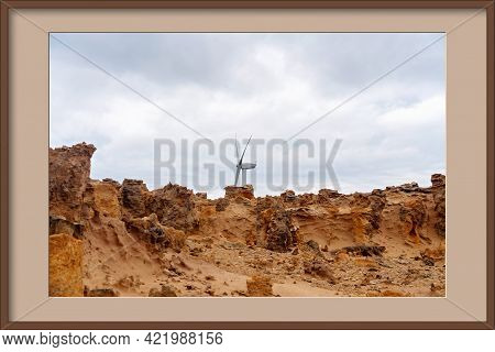Framed Image Of A Wind Turbine In A Petrified Forest On The Coast Of Victoria Australia