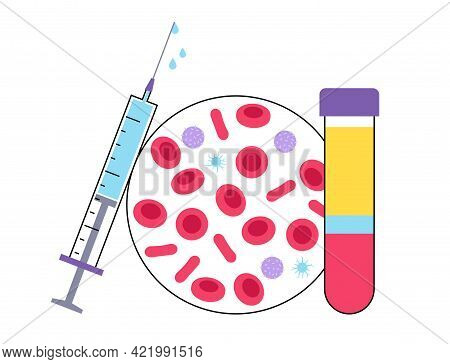 Platelet Rich Plasma Therapy. Blood Composition, Lymphocytes, Thrombocytes And Erythrocytes. Sample 
