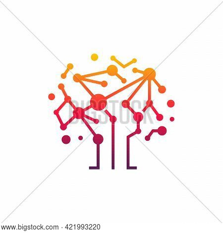 Digital Tree Logo Designs Concept Vector, Modern Tree Tech Logo Template, Logo Symbol Icon