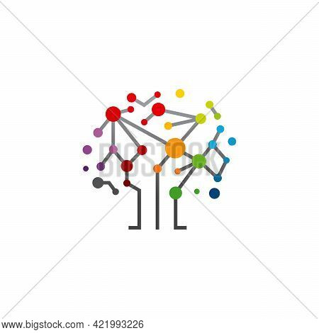 Digital Tree Logo Designs Concept Vector, Modern Tree Tech Logo Template, Logo Symbol Icon