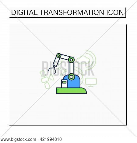 Industry 4.0 Color Icon. Mechanization.cyber Physical System. Connectivity.smart Technologies, Big D