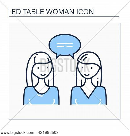 Meeting Line Icon. Communication Process Between People.sharing News, Discussing Issues. Intercourse