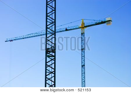 Dormant Cranes At The End Of A Busy Day