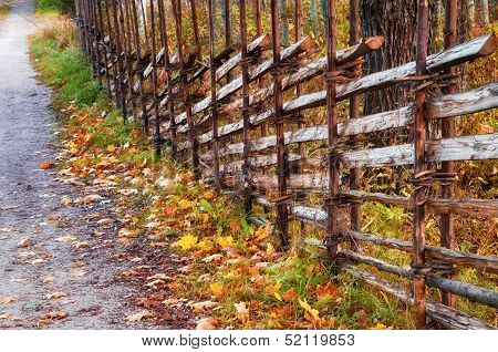 Old roundpole fence