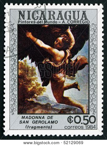 Postage Stamp Nicaragua 1984 Madonna Of San Girolamo, Detail