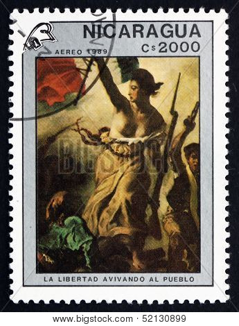 Postage Stamp Nicaragua 1989 Liberty Guiding The People