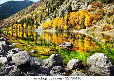 Mountain Lake In Autumn
