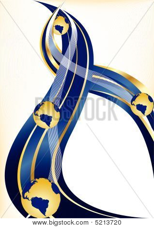Vektor-gold und blau Hintergrund mit globe