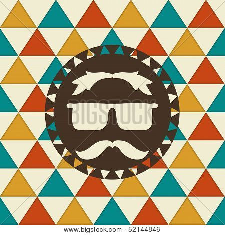 Vector Seamless Hipster Pattern And Hipster Label