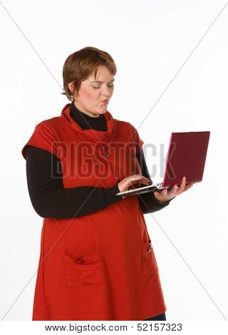 Caucasian Woman In Orange And Blue