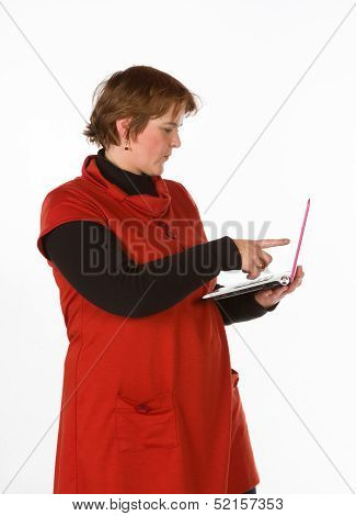 Caucasian Woman In Orange And Blue
