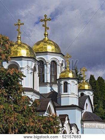Church Domes Against The Dark Sky