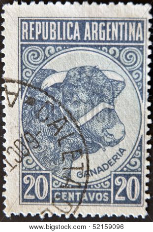 Argentina - Circa 1935: A Stamp Printed In The Argentina Shows Image Of An Bull, Argentina