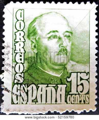 Spain - Circa 1947: Stamp Printed By Spain, Shows Francisco Franco, Circa 1947