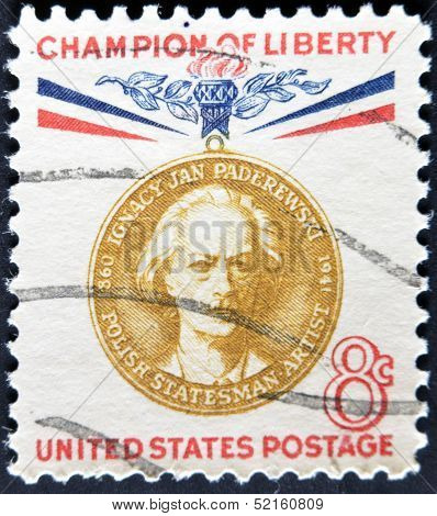 United States - Circa 1960: Stamp Printed In Usa, Shows Ignacy Jan Paderewski, Circa 1960