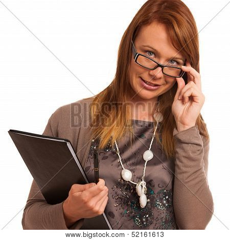 Young Teacher With Folder In Her Hands