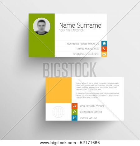 Modern simple light business card template with flat user interface