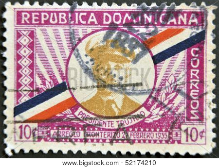 Dominican Republic - Circa 1935: A Stamp Printed In Dominican Republic Shows President Trujillo