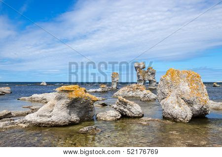 Limestone Formations On The Swedish Coastline