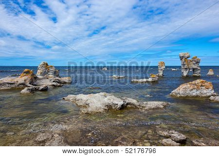 Rocky Coastline In Gotland, Sweden