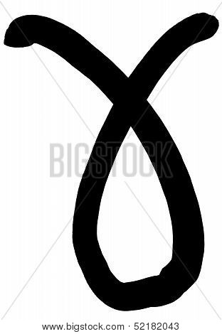 Greek Letter Gamma Hand Written In Black Ink