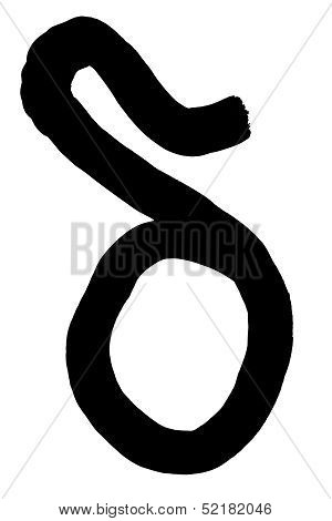 Greek Letter Delta Hand Written In Black Ink