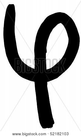 Greek Letter Phi Hand Written In Black Ink