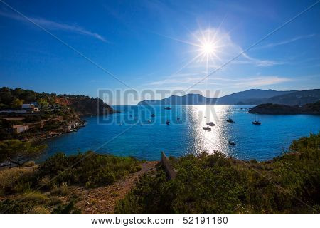 Ibiza Es Porroig also Port Roig view at Balearic Islands of Spain