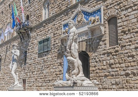 Hercules Statue At Signoria Square In Florence, Italy