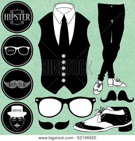 Set of various hipster style elements