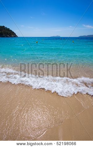 Ibiza caleta de Sant Vicent cala San vicente beach san Juan at Balearic Islands of spain