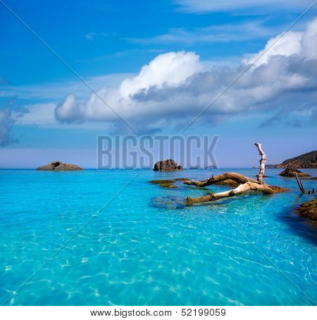 Ibiza Aigues Blanques Aguas Blancas Beach at Santa Eulalia Balearic Islands of spain
