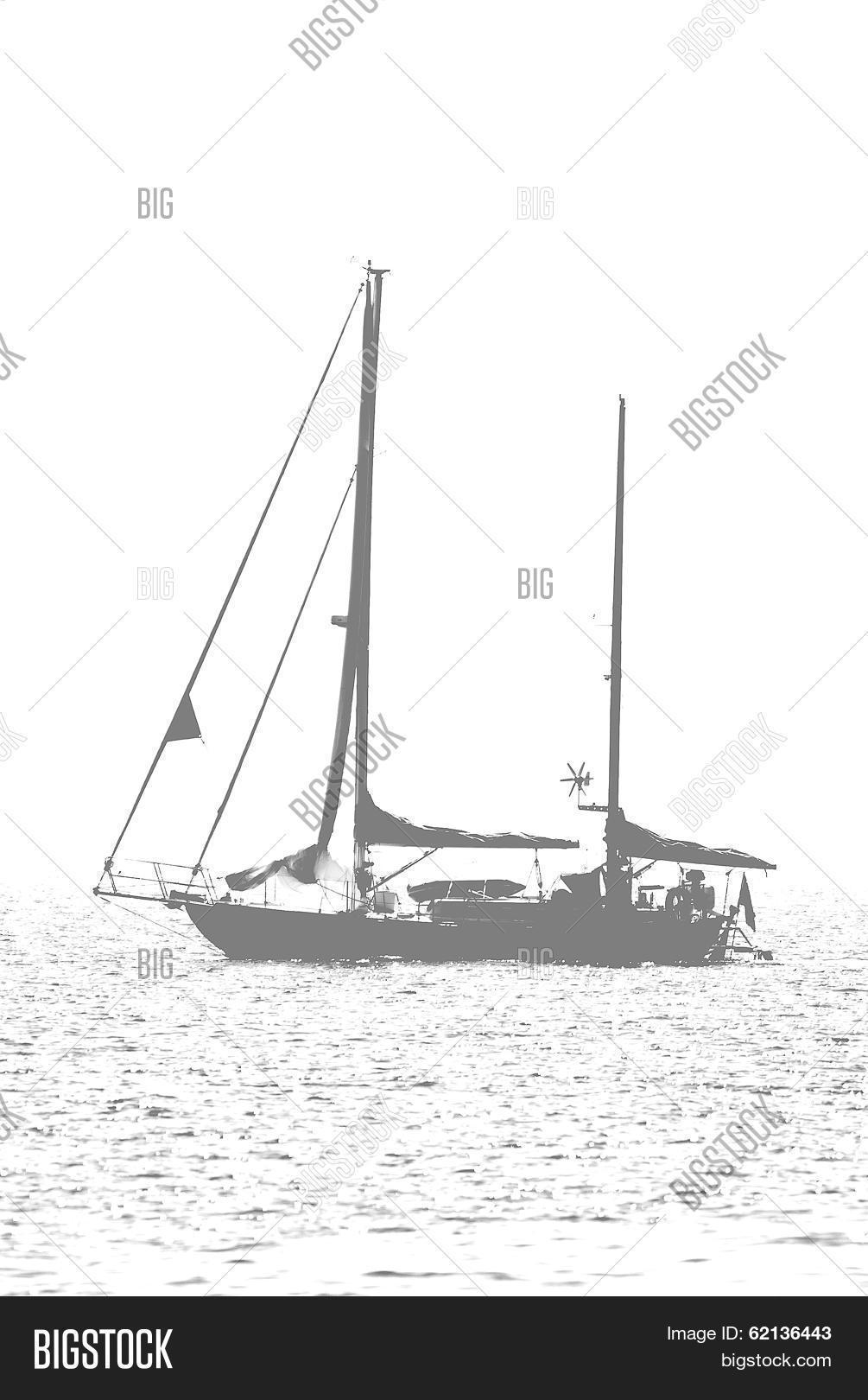 Yacht Sea. Black White Image & Photo (Free Trial) Bigstock