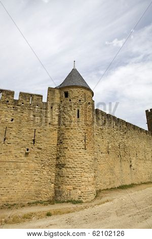 The ancient fortification of Carcassone in southern France