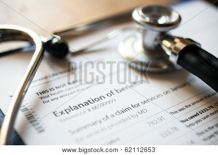 Sthethoscope and medical documents
