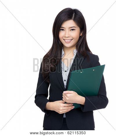 Asia businesswoman hold clipboard
