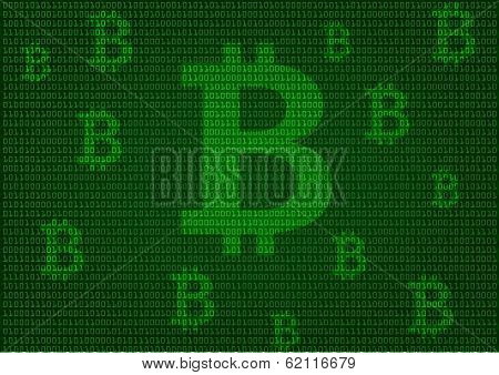 background illustration of binary numbers with bitcoin symbols, concept for bitcoin mining, eps10 vector