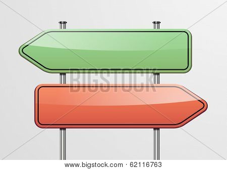detailed illustration of a roadsign with two empty pointers showing in different directions, eps10 vector
