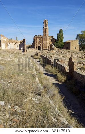 Belchite village destroyed in a bombing during the Spanish Civil War, Saragossa, Aragon, Spain