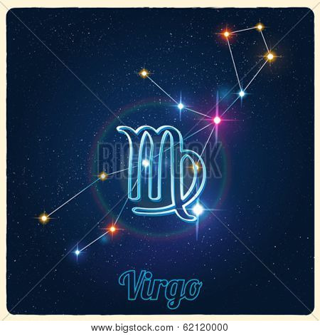 Vector constellation Virgo with Zodiac sign
