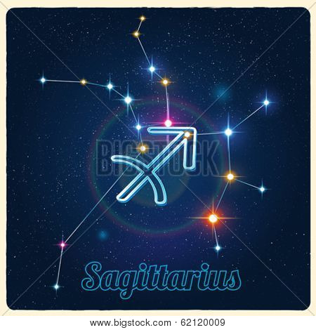 Vector constellation Sagittarius with Zodiac sign