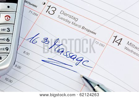 a date is entered on a calendar: massage