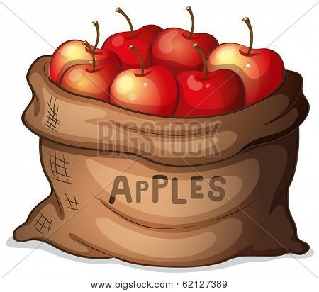 Illustration of a sack of apples on a white background
