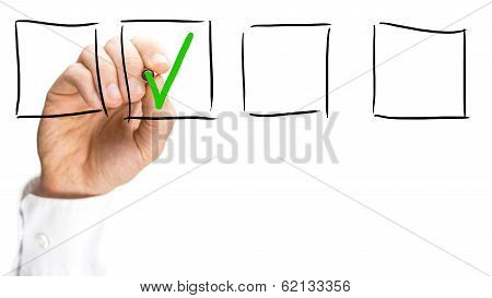 Man Ticking A Check Box On A Virtual Interface